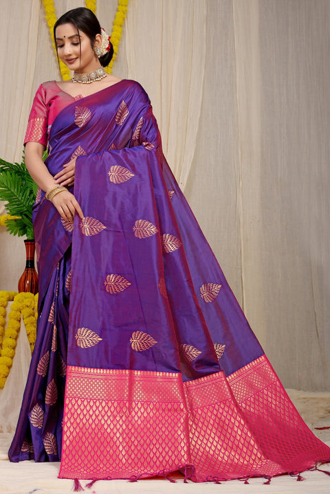 VastraLakshmi Prominent Purple Soft Banarasi Silk Saree With Lissome Blouse Piece