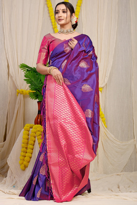 VastraLakshmi Prominent Purple Soft Banarasi Silk Saree With Lissome Blouse Piece