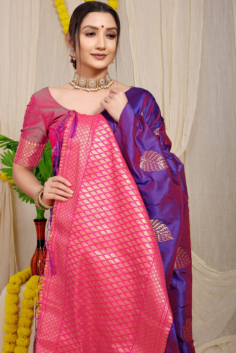 VastraLakshmi Prominent Purple Soft Banarasi Silk Saree With Lissome Blouse Piece