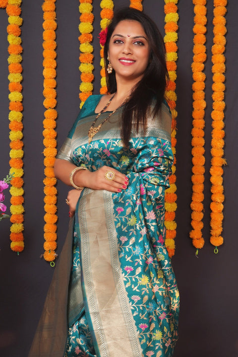 VastraLakshmi Deserving Rama Kanjivaram Silk With Engaging Blouse Piece