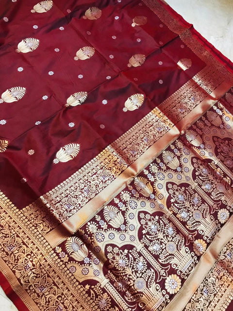 VastraLakshmi Petrichor Brown Kanjivaram Silk With Demure Blouse Piece