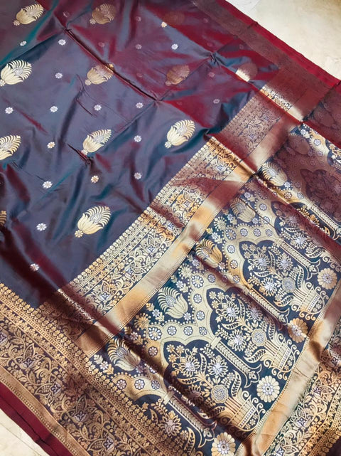 VastraLakshmi Propinquity Grey Kanjivaram Silk With Demure Blouse Piece