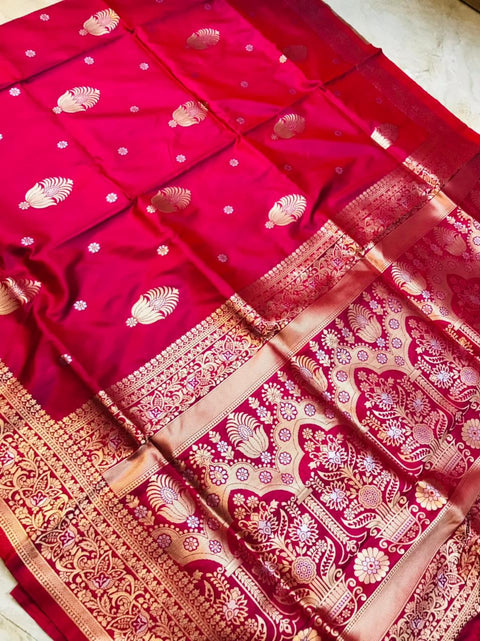 VastraLakshmi Ratatouille Pink Kanjivaram Silk With Demure Blouse Piece