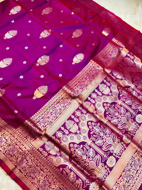 VastraLakshmi Panoply Purple Kanjivaram Silk With Demure Blouse Piece