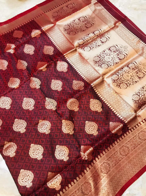 VastraLakshmi Epiphany Brown Kanjivaram Silk With Super extravagant Blouse Piece