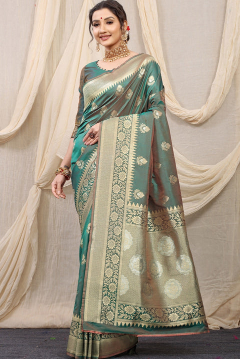 VastraLakshmi Confounding Grey Kanjivaram Silk With Effervescent Blouse Piece