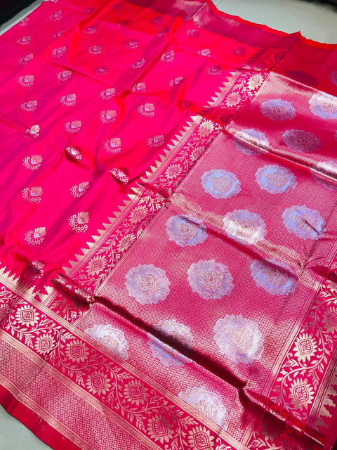 VastraLakshmi Engaging Pink Kanjivaram Silk With Effervescent Blouse Piece