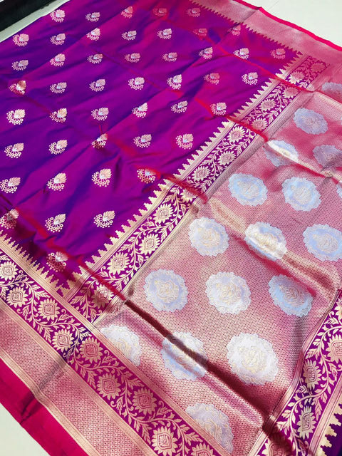 VastraLakshmi Pleasurable Purple Kanjivaram Silk With Effervescent Blouse Piece