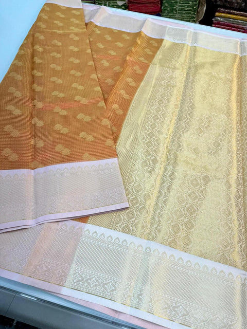 VastraLakshmi Delightful Mustard Soft Tissue Silk Saree With Twirling Blouse Piece