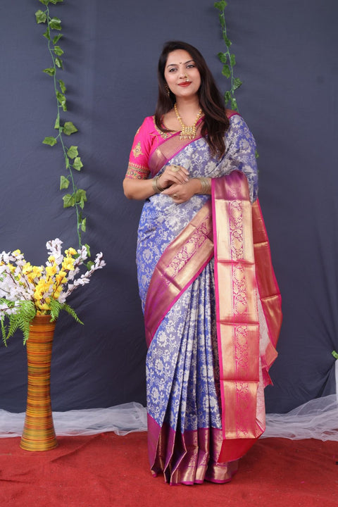 VastraLakshmi Proficient Blue Kanjivaram Silk With Tremendous Blouse Piece