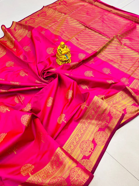 VastraLakshmi Refreshing Dark Pink Soft Banarasi Silk Saree With Supernal Blouse Piece