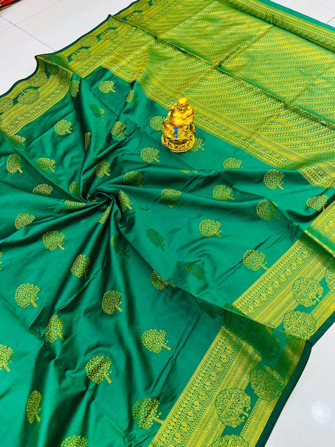 VastraLakshmi Desiring Rama Soft Banarasi Silk Saree With Supernal Blouse Piece