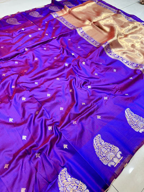 VastraLakshmi Precious Royal Blue Soft Banarasi Silk Saree With Pretty Blouse Piece