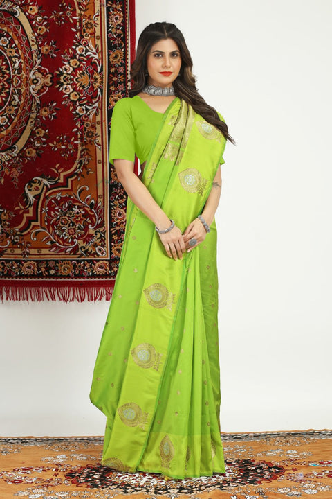 VastraLakshmi Designer Parrot Banarasi Silk Saree With Unique Blouse Piece