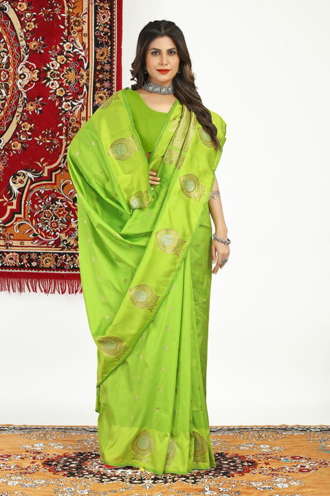 VastraLakshmi Designer Parrot Banarasi Silk Saree With Unique Blouse Piece