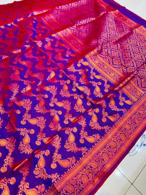 VastraLakshmi Ebullience Purple Soft Banarasi Silk Saree With Beautiful Blouse Piece