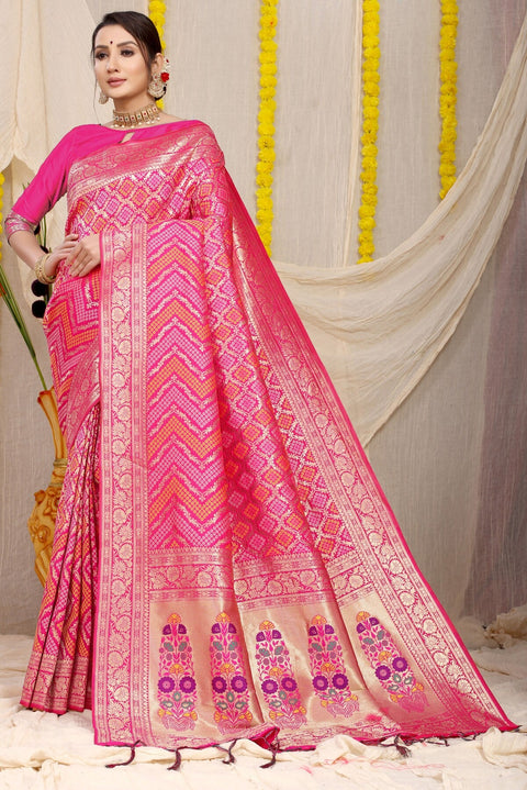 VastraLakshmi Delectable Dark Pink Soft Banarasi Silk Saree With Beautiful Blouse Piece