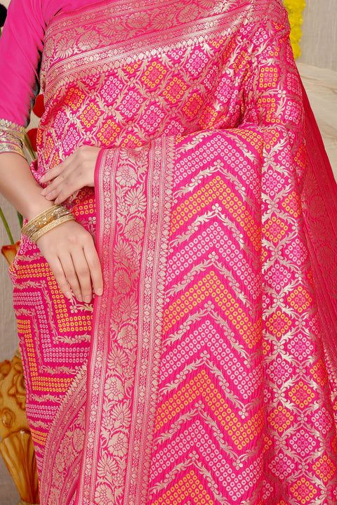 VastraLakshmi Delectable Dark Pink Soft Banarasi Silk Saree With Beautiful Blouse Piece