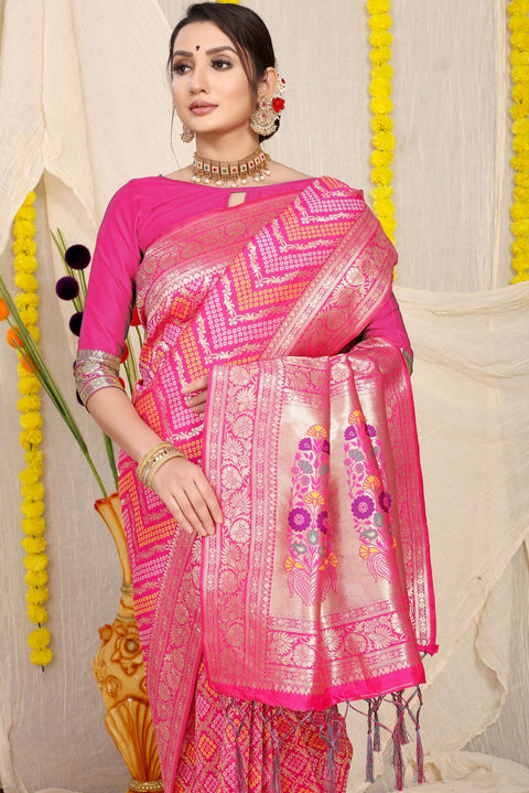 VastraLakshmi Delectable Dark Pink Soft Banarasi Silk Saree With Beautiful Blouse Piece