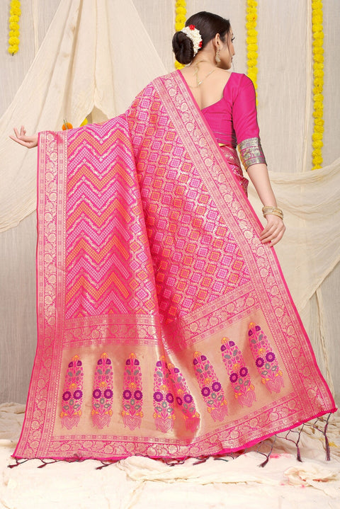 VastraLakshmi Delectable Dark Pink Soft Banarasi Silk Saree With Beautiful Blouse Piece