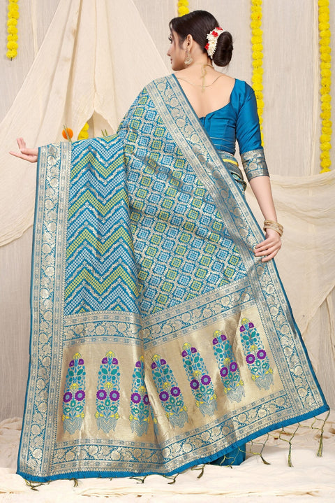 VastraLakshmi Fantabulous Firozi Soft Banarasi Silk Saree With Beautiful Blouse Piece