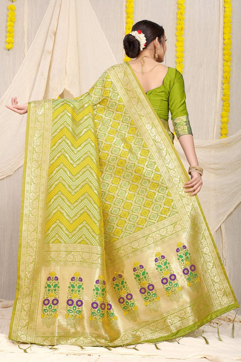 VastraLakshmi Improbable Mehndi Soft Banarasi Silk Saree With Beautiful Blouse Piece