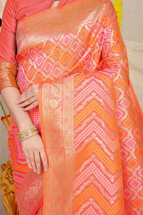 VastraLakshmi Woebegone Peach Soft Banarasi Silk Saree With Beautiful Blouse Piece