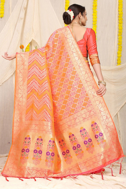 VastraLakshmi Woebegone Peach Soft Banarasi Silk Saree With Beautiful Blouse Piece