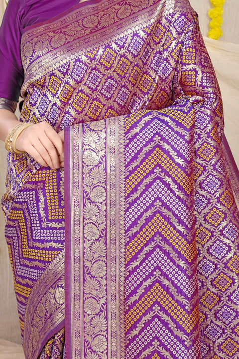 VastraLakshmi Sempiternal Purple Soft Banarasi Silk Saree With Beautiful Blouse Piece