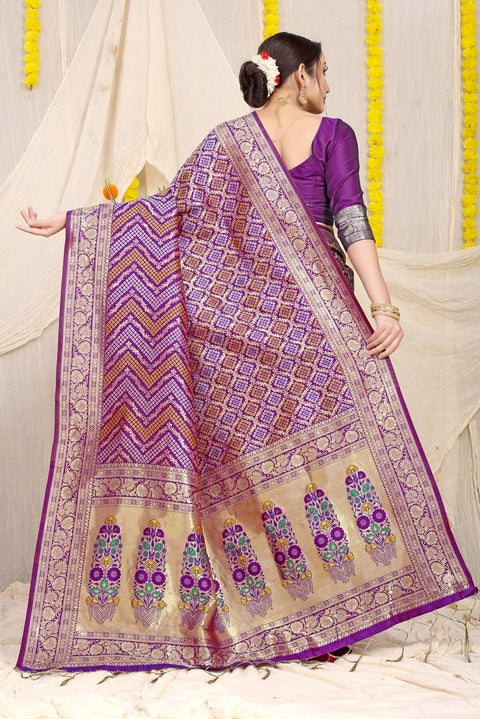 VastraLakshmi Sempiternal Purple Soft Banarasi Silk Saree With Beautiful Blouse Piece