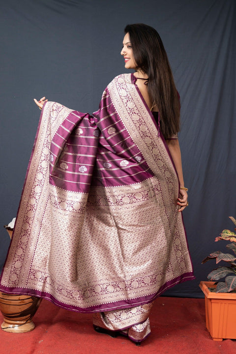 VastraLakshmi Attractive Purple Banarasi Silk Saree With Pretty Blouse Piece