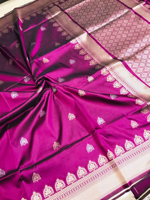 VastraLakshmi Outstanding Purple Banarasi Silk Saree With Classic Blouse Piece