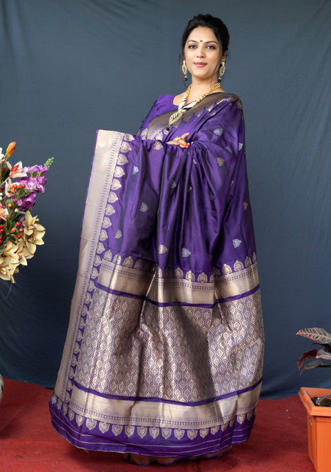 VastraLakshmi Staring Royal Blue Banarasi Silk Saree With Classic Blouse Piece