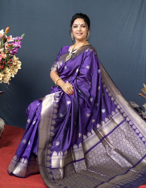 VastraLakshmi Staring Royal Blue Banarasi Silk Saree With Classic Blouse Piece