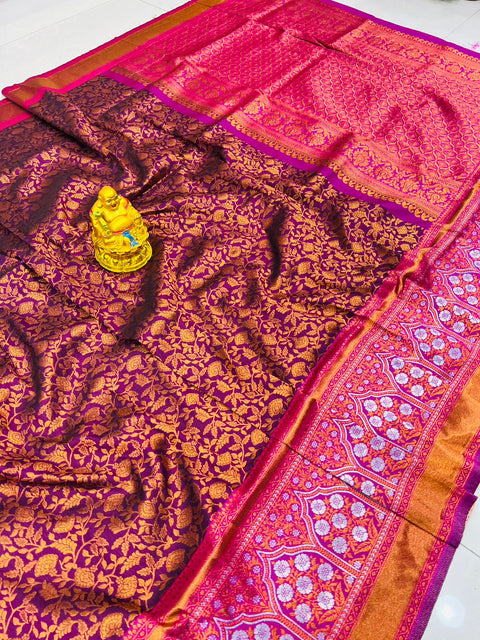 VastraLakshmi Denouement Purple Kanjivaram Silk Saree With Improbable Blouse Piece