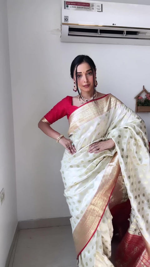 VastraLakshmi Gorgeous 1-Minute Ready To Wear Beige Soft Silk Saree