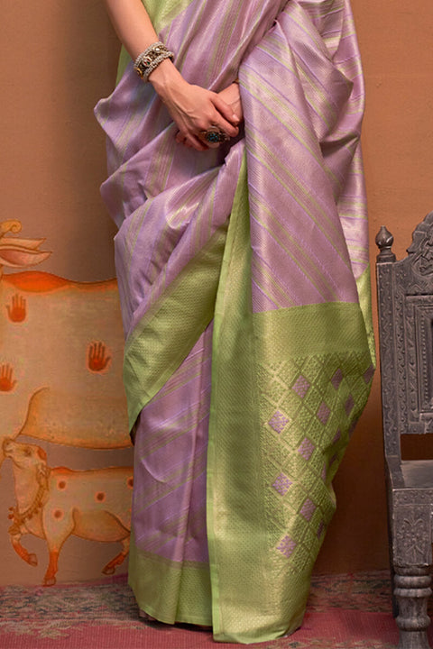 VastraLakshmi Petrichor Lavender Soft Banarasi Silk Saree With Susurrous Blouse Piece