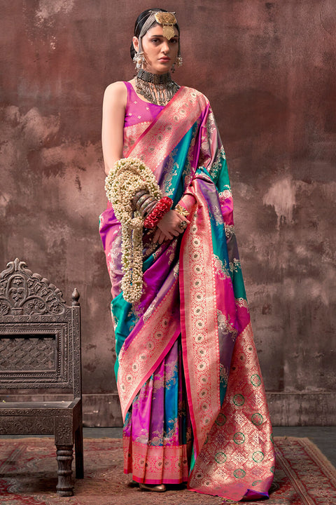 VastraLakshmi Excellent Multicolor Soft Banarasi Silk Saree With Dalliance Blouse Piece