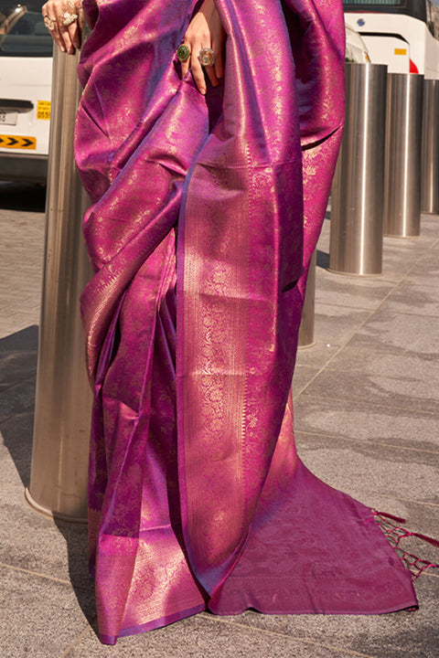 VastraLakshmi Staring Purple Kanjivaram Silk Saree With Adorable Blouse Piece