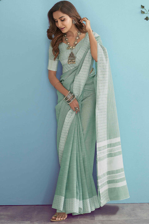 VastraLakshmi Precious Pista Lucknowi Silk Saree With Desiring Blouse Piece