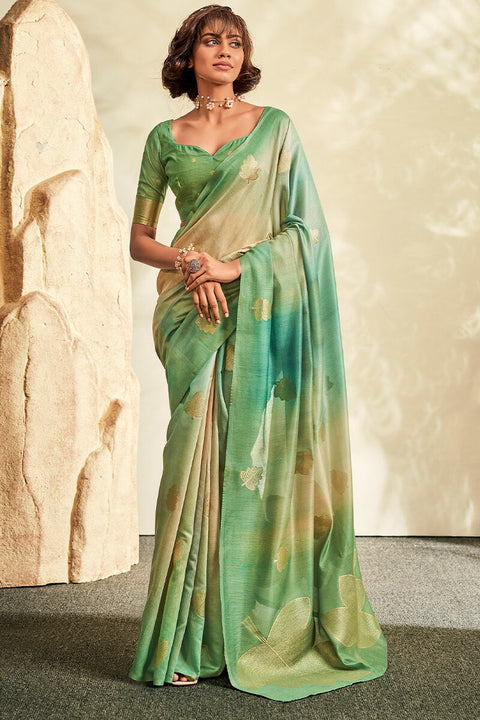 VastraLakshmi Outstanding Green Soft Banarasi Silk Saree With Desiring Blouse Piece