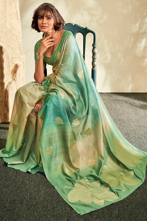 VastraLakshmi Outstanding Green Soft Banarasi Silk Saree With Desiring Blouse Piece