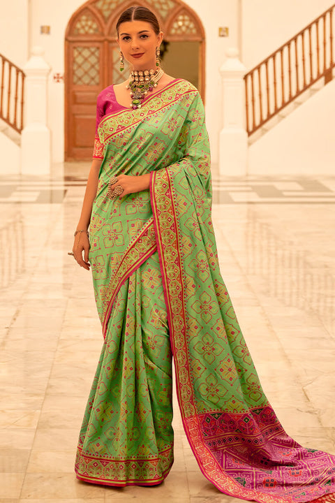 VastraLakshmi Deserving Pista Patola Silk Saree with Surpassing Blouse Piece