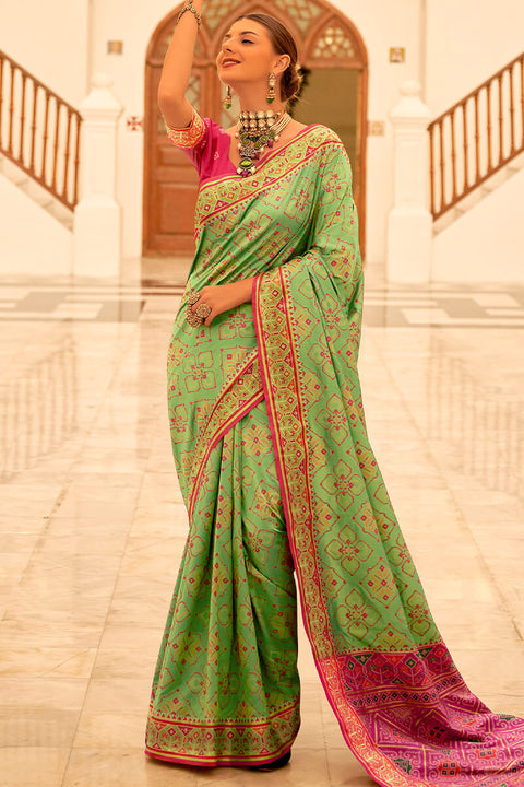 VastraLakshmi Deserving Pista Patola Silk Saree with Surpassing Blouse Piece