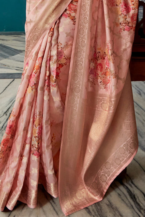 VastraLakshmi Precious Pink Soft Banarasi Silk Saree With Unique Blouse Piece