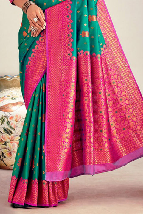 VastraLakshmi Amazing Rama Soft Banarasi Silk Saree With Sizzling Blouse Piece