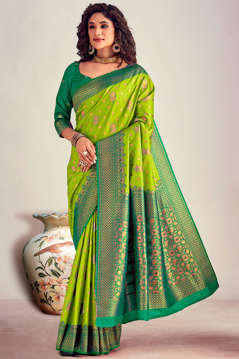 VastraLakshmi Capricious Parrot Soft Banarasi Silk Saree With Beautiful Blouse Piece