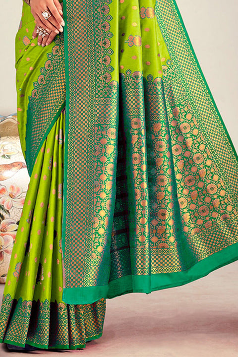 VastraLakshmi Capricious Parrot Soft Banarasi Silk Saree With Beautiful Blouse Piece