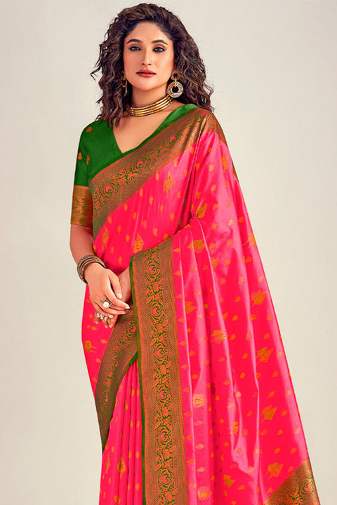 VastraLakshmi Susurrous Pink Soft Banarasi Silk Saree With Delectable Blouse Piece