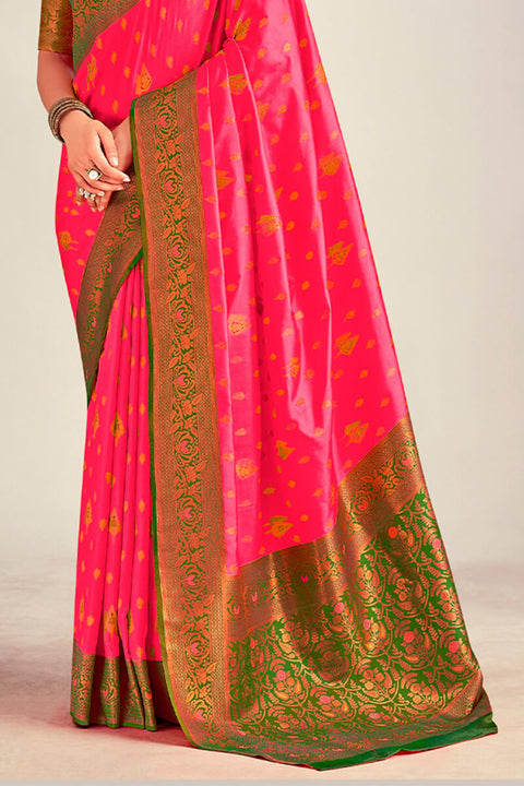 VastraLakshmi Susurrous Pink Soft Banarasi Silk Saree With Delectable Blouse Piece